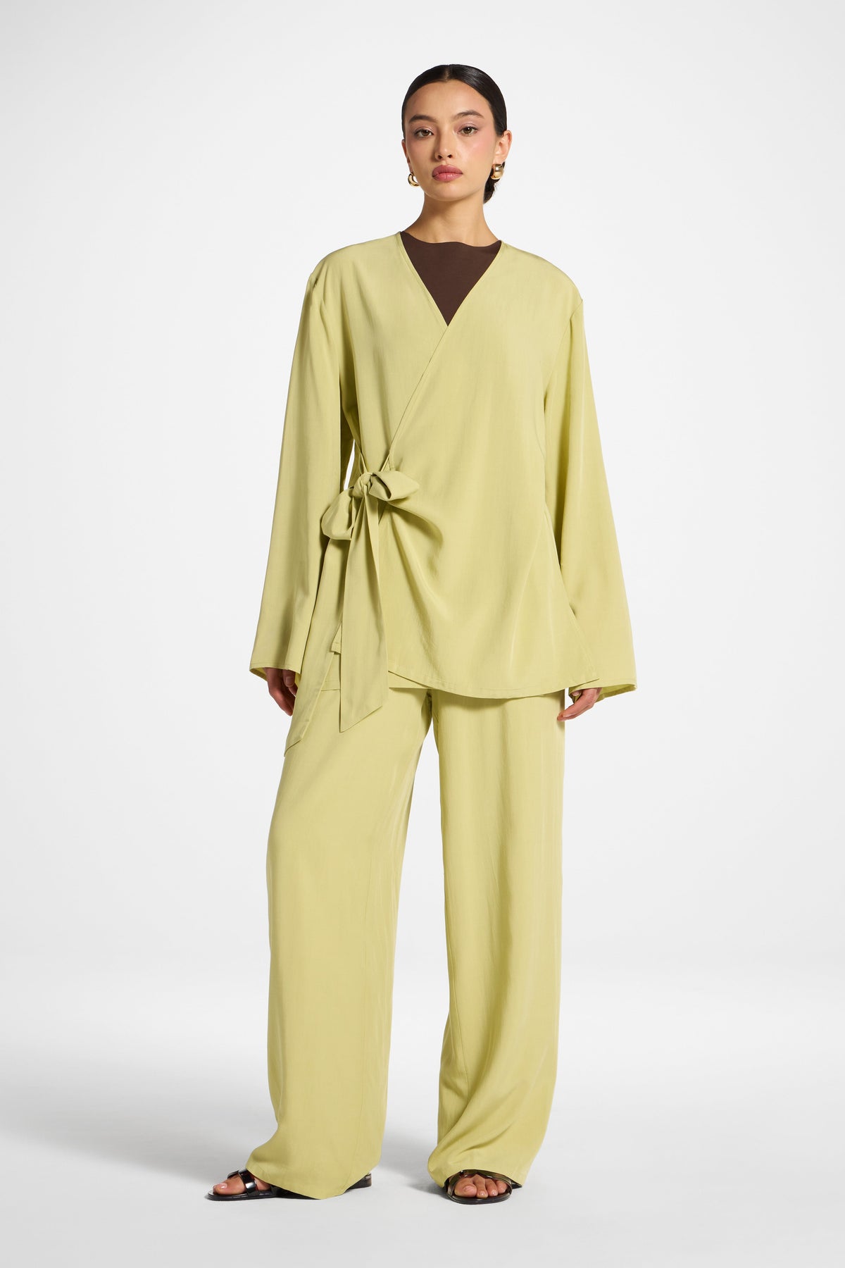 Tencel Wide Leg Pants - Honeydew