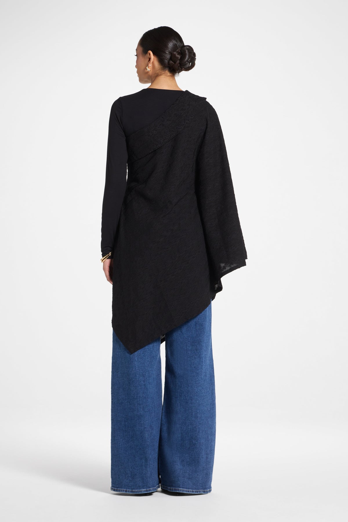 Textured Asymmetric Overlay Top