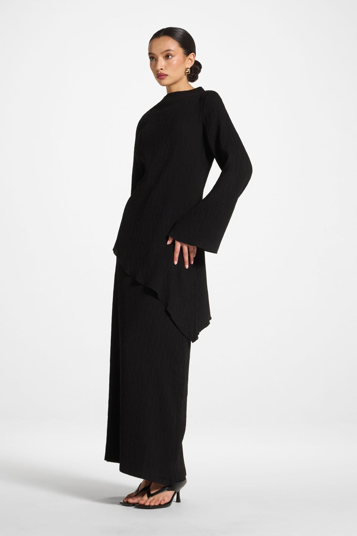 Textured Maxi Skirt - Black