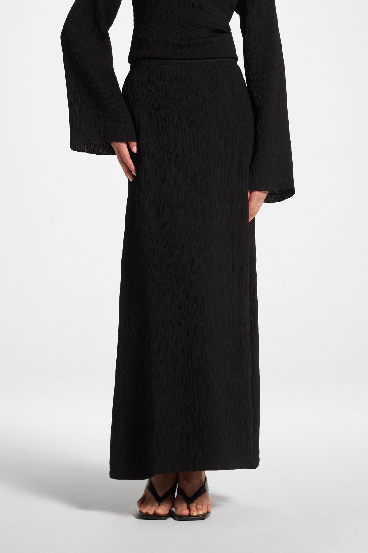 Textured Maxi Skirt - Black