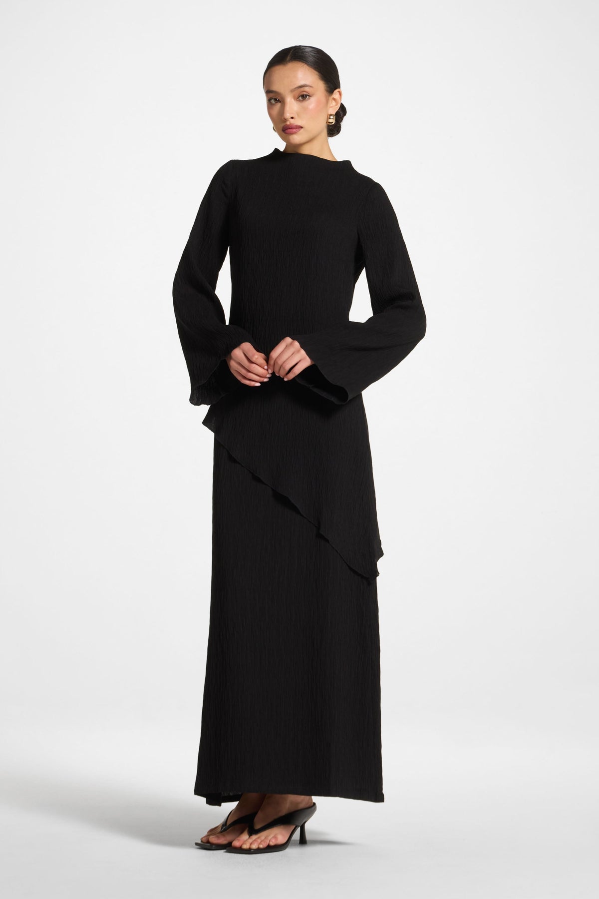Textured Maxi Skirt - Black