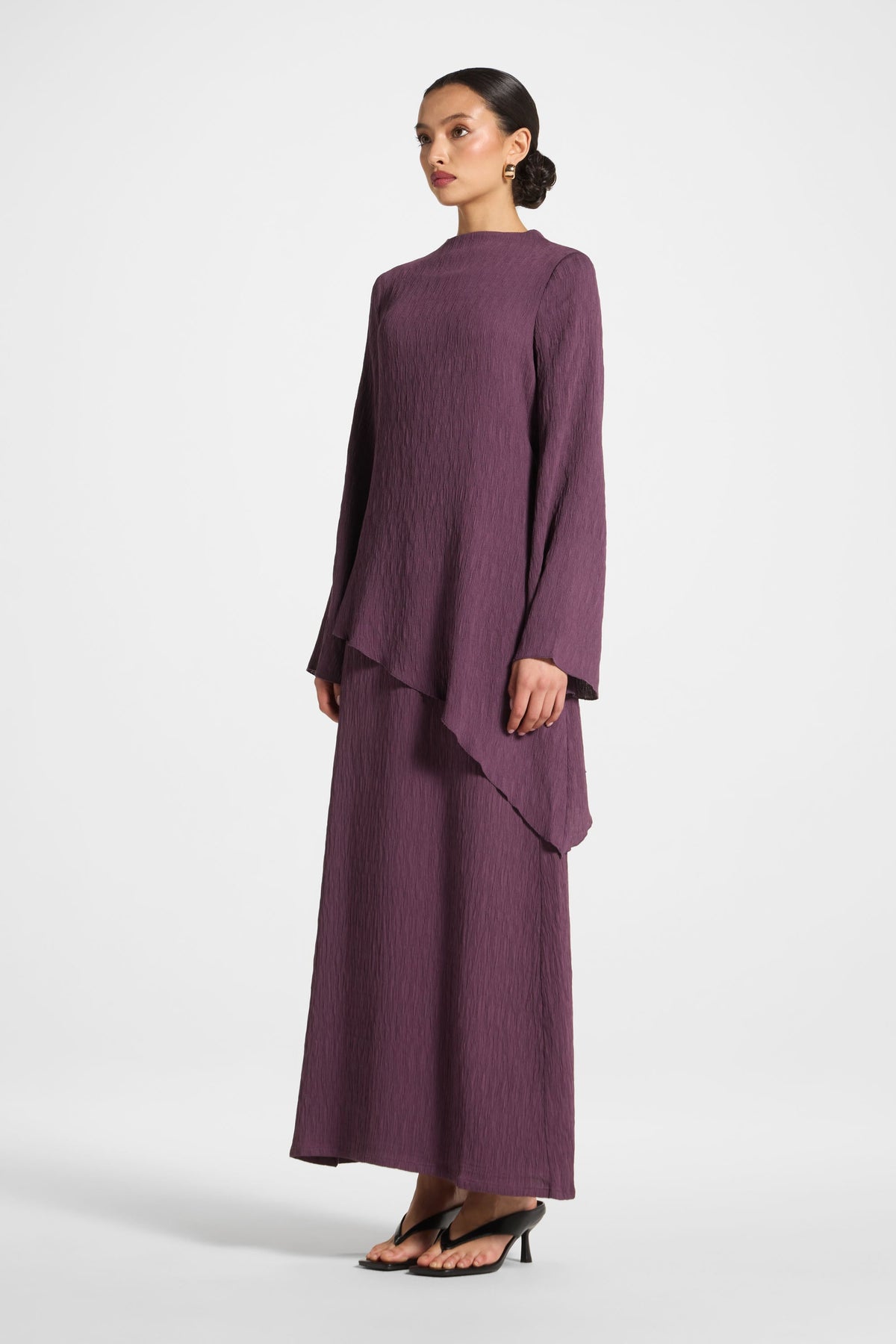 Textured Maxi Skirt - Plum