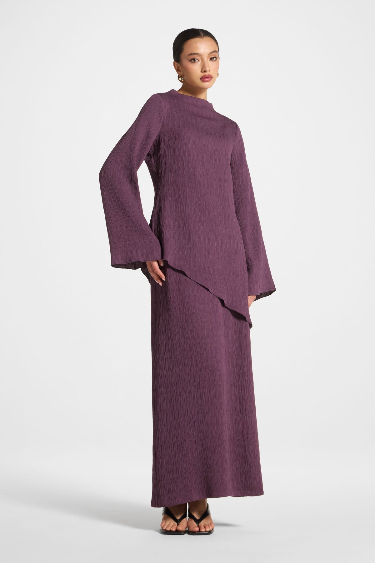 Textured Maxi Skirt - Plum