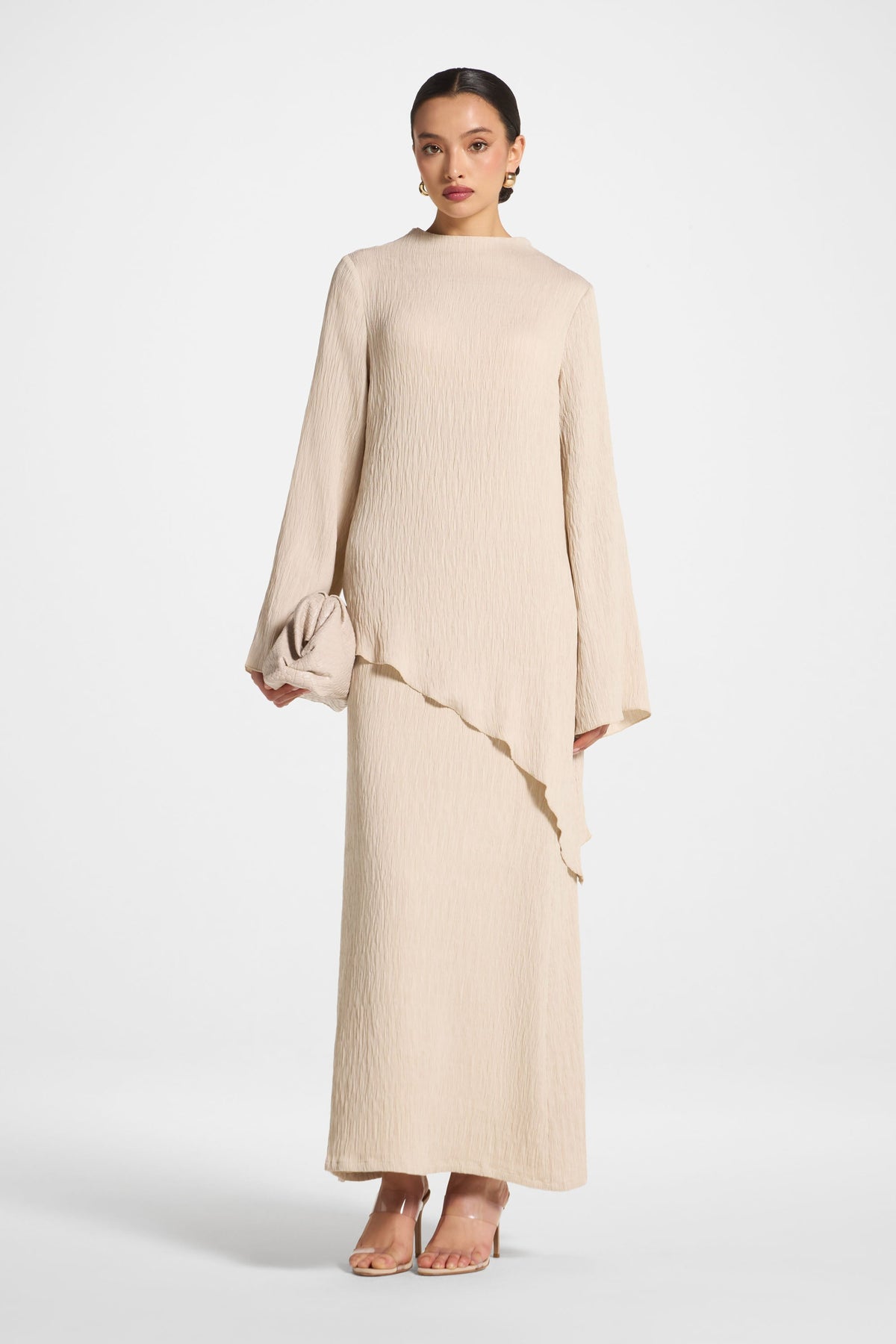 Textured Maxi Skirt - Stone