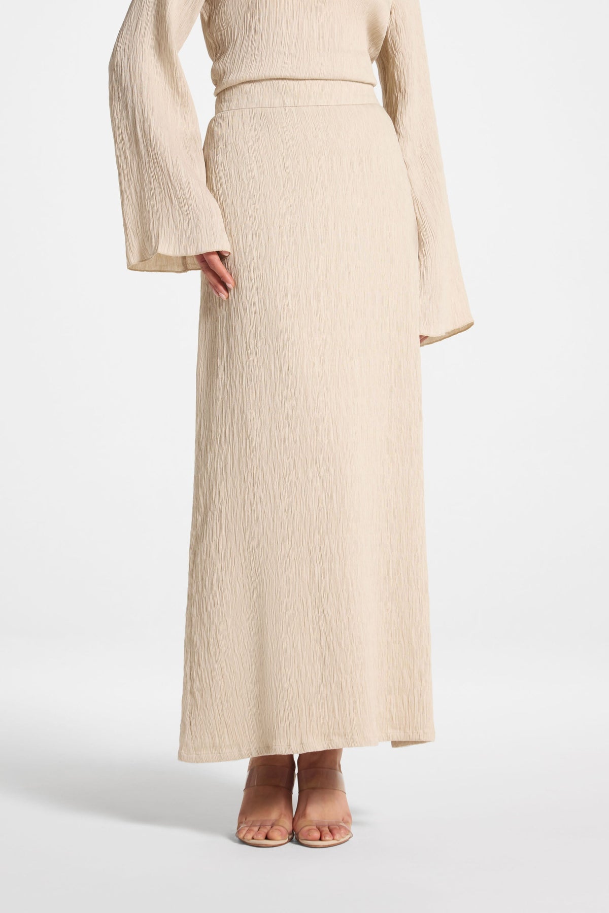 Textured Maxi Skirt - Stone