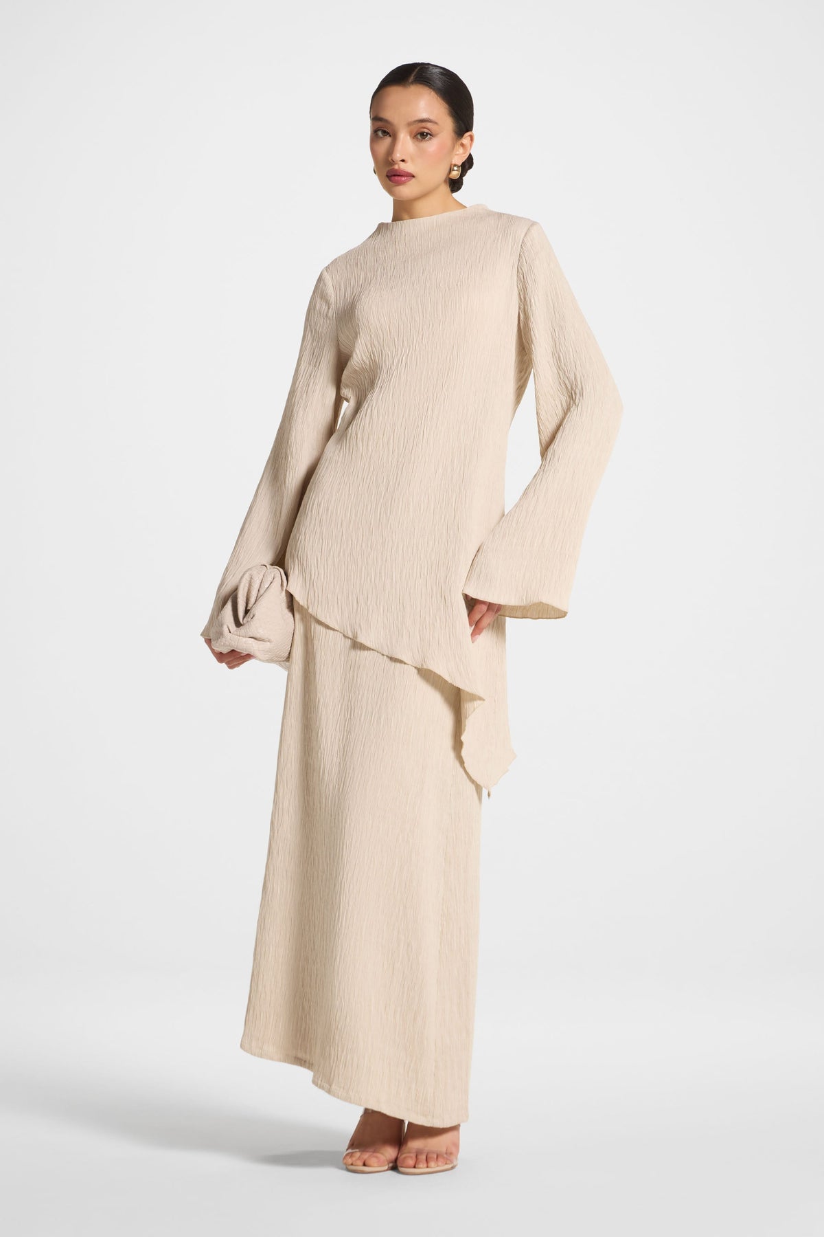 Textured Maxi Skirt - Stone