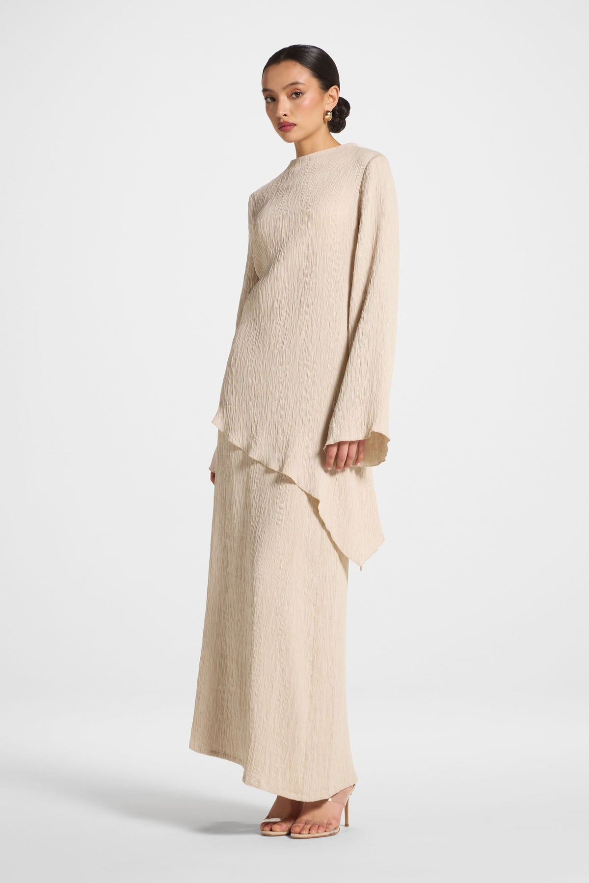 Textured Maxi Skirt - Stone