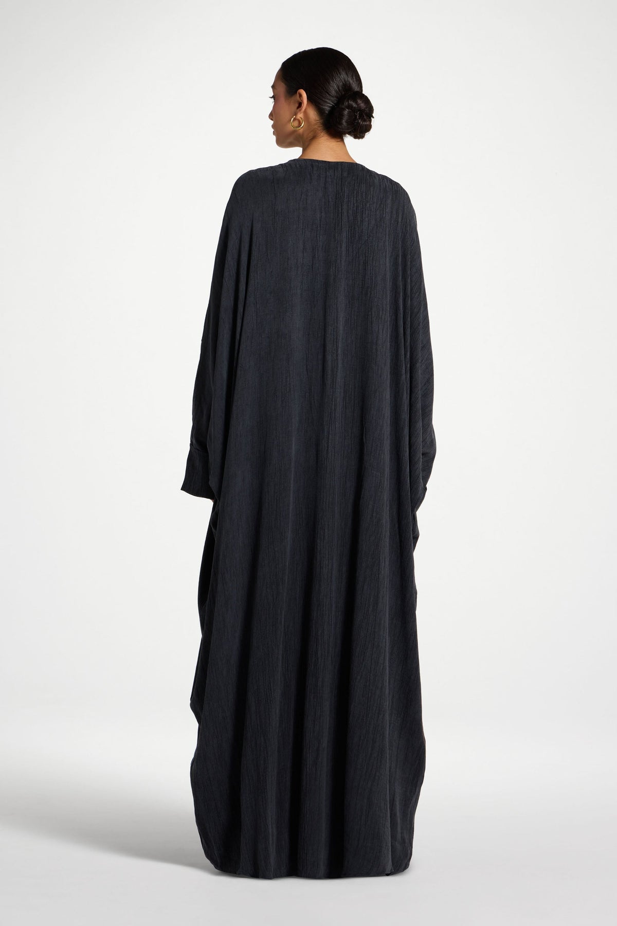 Textured Open Abaya - Ink