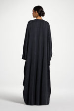 Textured Open Abaya - Ink