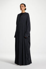Textured Open Abaya - Ink