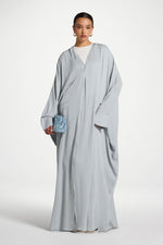 Textured Open Abaya - Pastel Blue
