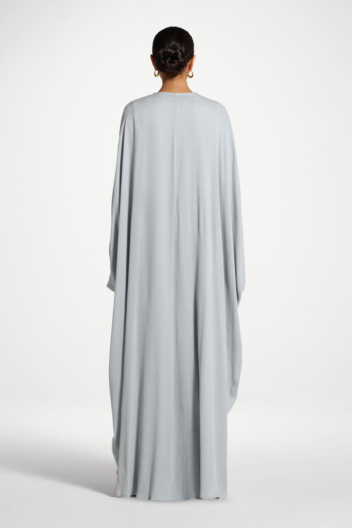 Textured Open Abaya - Pastel Blue