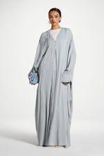 Textured Open Abaya - Pastel Blue
