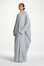 Textured Open Abaya - Pastel Blue