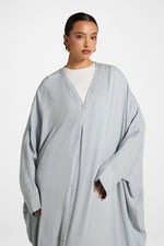 Textured Open Abaya - Pastel Blue