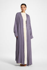 Textured Open Abaya - Purple Sage