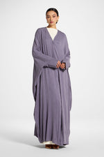 Textured Open Abaya - Purple Sage