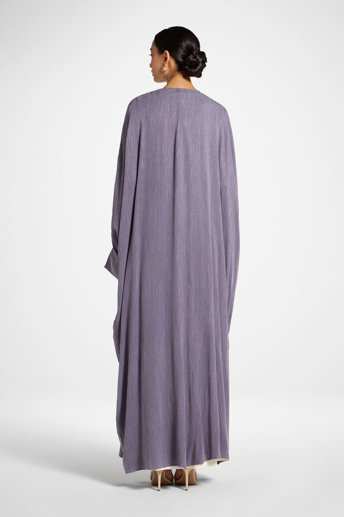 Textured Open Abaya - Purple Sage