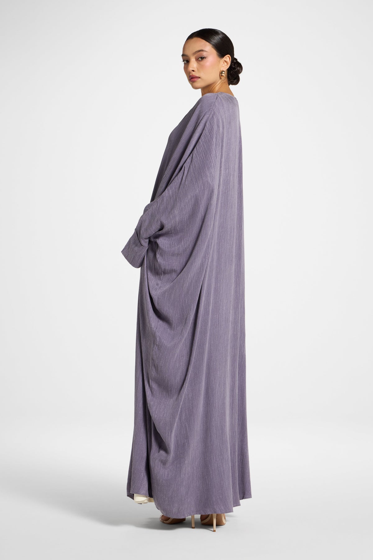 Textured Open Abaya - Purple Sage