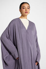 Textured Open Abaya - Purple Sage