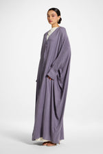 Textured Open Abaya - Purple Sage