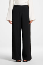 Textured Wide Leg Pants - Black