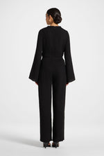 Textured Wide Leg Pants - Black