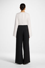 Textured Wide Leg Pants - Black