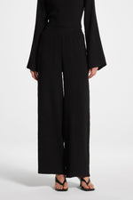 Textured Wide Leg Pants - Black