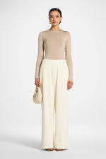 Textured Wide Leg Pants - Coconut Milk