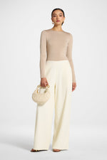 Textured Wide Leg Pants - Coconut Milk