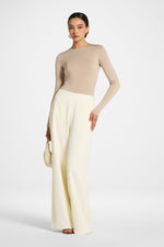 Textured Wide Leg Pants - Coconut Milk