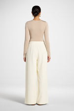 Textured Wide Leg Pants - Coconut Milk