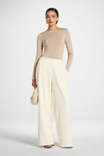 Textured Wide Leg Pants - Coconut Milk