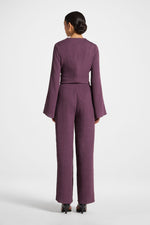 Textured Wide Leg Pants - Plum