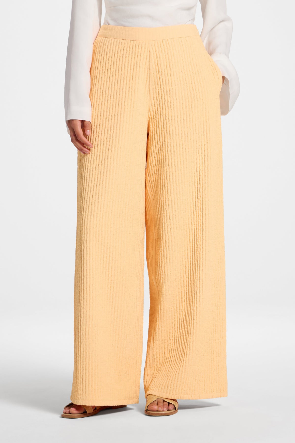Textured Wide Leg Pants - Sherbert