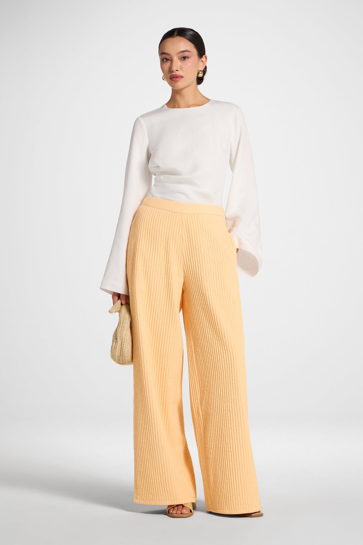 Textured Wide Leg Pants - Sherbert