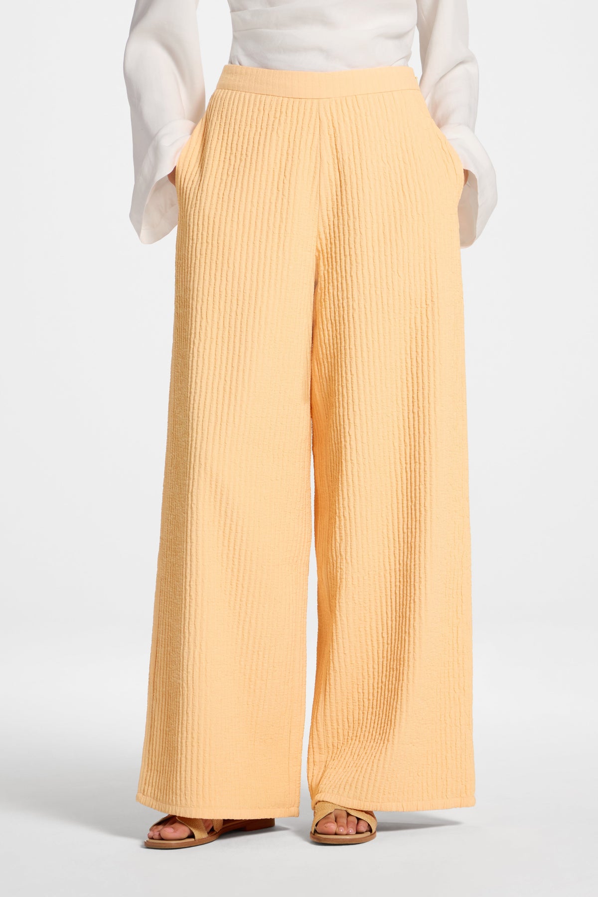 Textured Wide Leg Pants - Sherbert