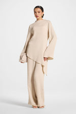 Textured Wide Leg Pants - Stone