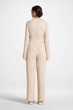 Textured Wide Leg Pants - Stone