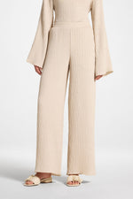 Textured Wide Leg Pants - Stone