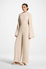 Textured Wide Leg Pants - Stone