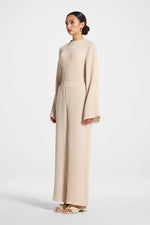Textured Wide Leg Pants - Stone