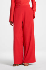 Textured Wide Leg Pants - Strawberry