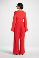 Textured Wide Leg Pants - Strawberry