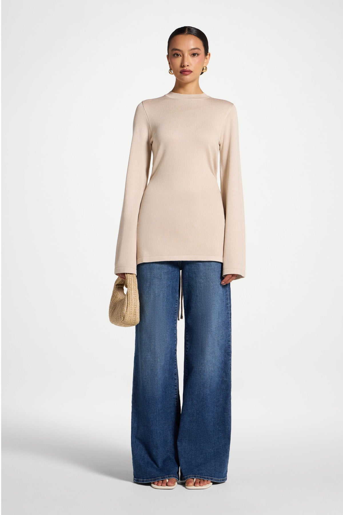 Tie Back Knit Top - Almond