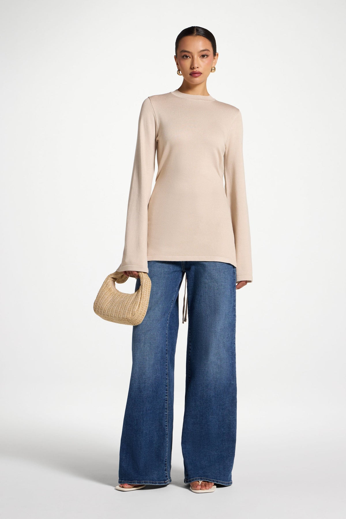 Tie Back Knit Top - Almond
