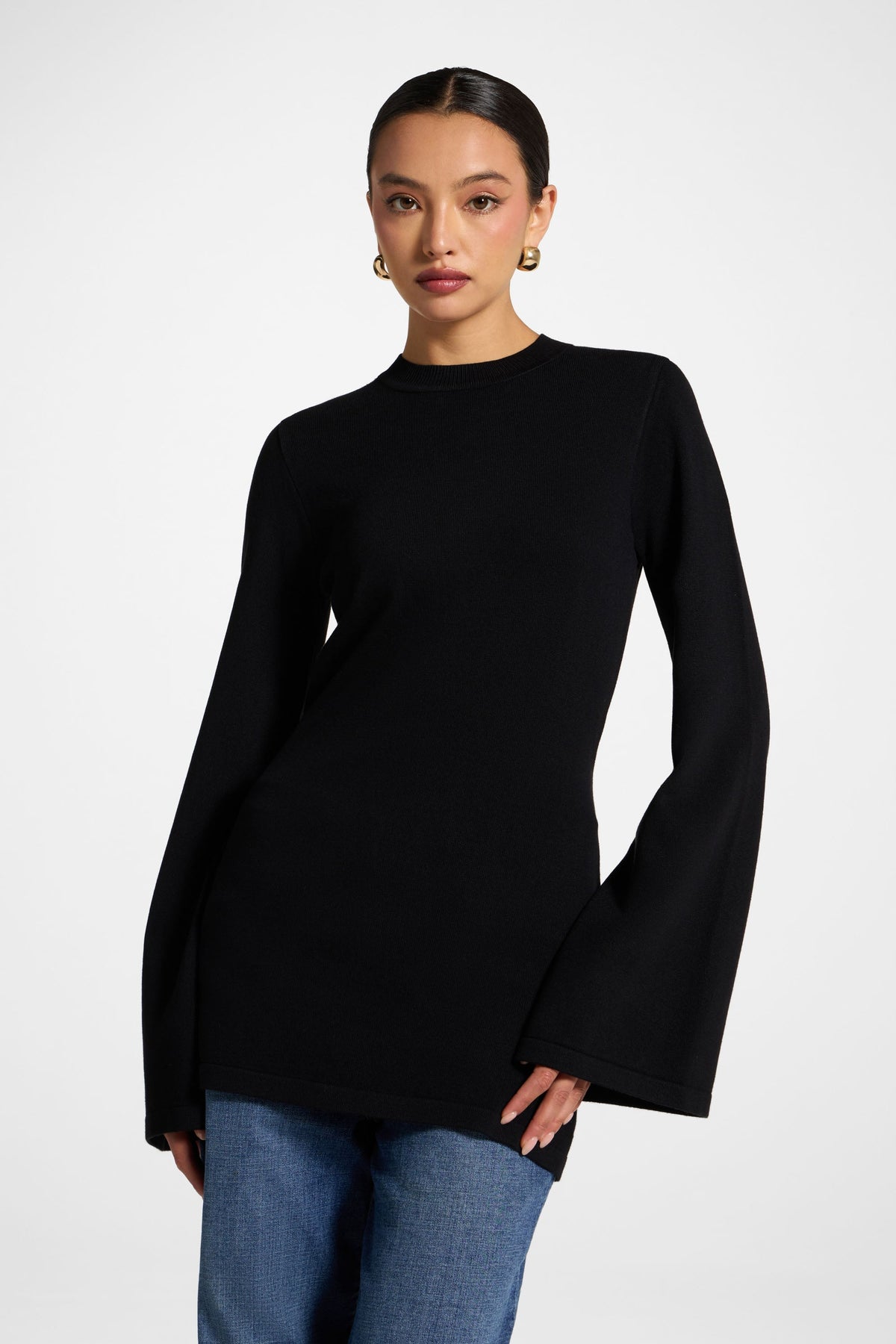 Tie Back Knit Top - Black