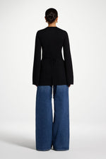 Tie Back Knit Top - Black