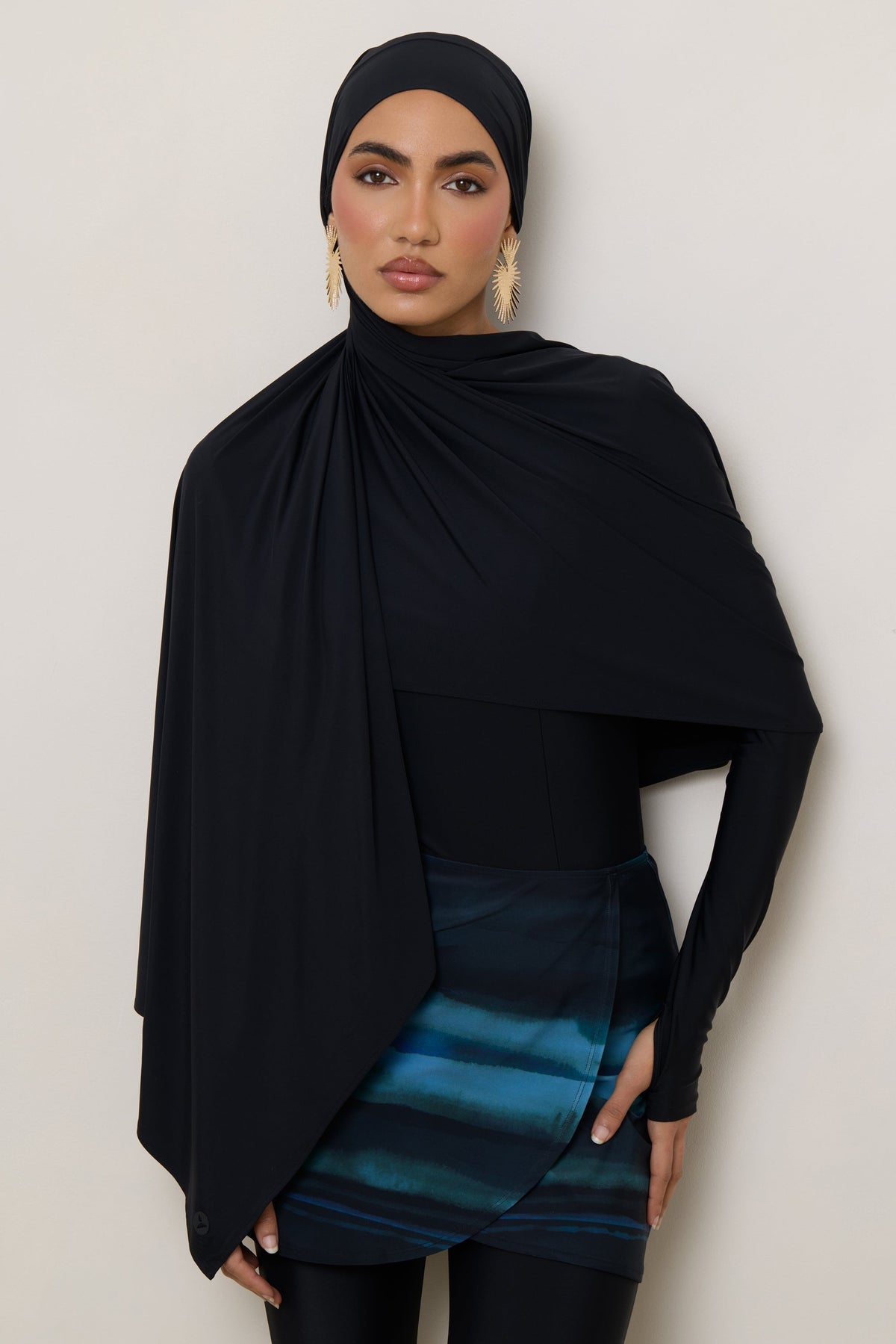 Tie Back Swim Hijab - Black